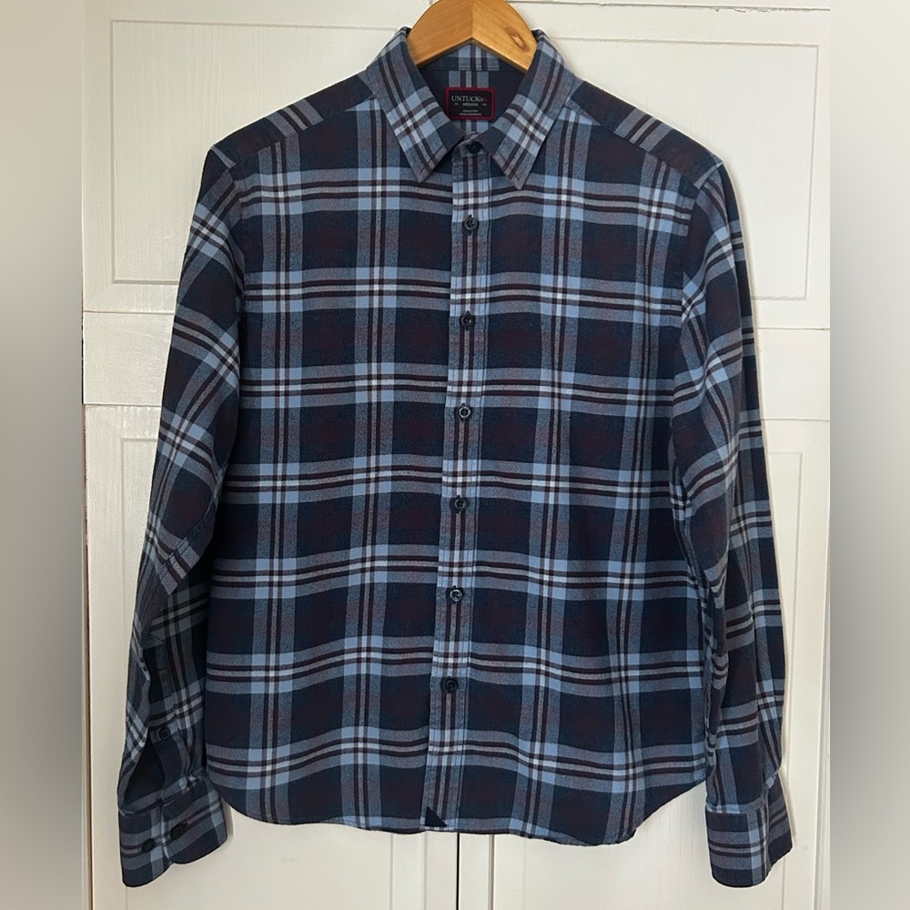 UNTUCKit Men’s Size M Long Sleeve Plaid Flannel Button Down Shirt - Picture 7 of 13